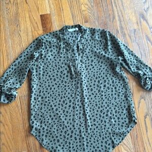 Leopard Print Button-Up Blouse